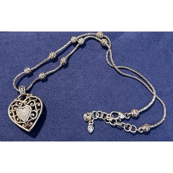 BRIGHTON Reno Heart Clear White Swarovski Crystal Silver Necklace - Picture 1 of 4